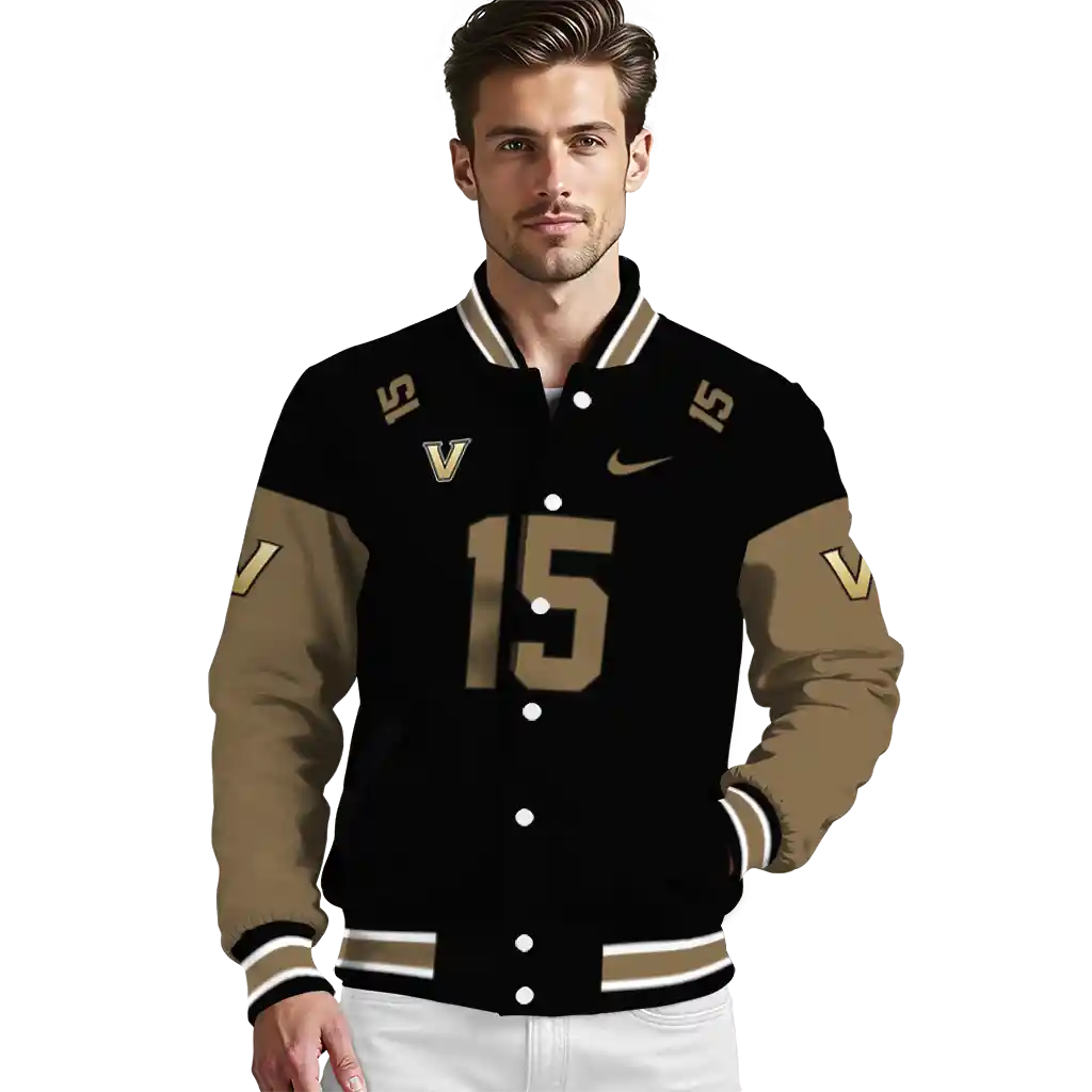personalized vanderbilt commodores team patch black varsity jacket high quality personalized vanderbilt commodores team patch black varsity jacket high quality