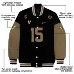 personalized vanderbilt commodores team patch black varsity jacket best selling