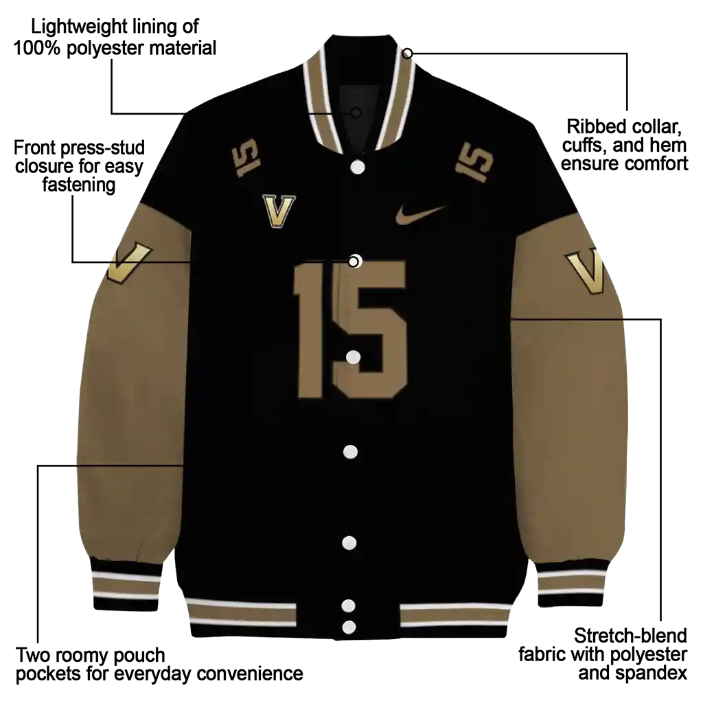 personalized vanderbilt commodores team patch black varsity jacket new arrival personalized vanderbilt commodores team patch black varsity jacket new arrival