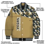 personalized vegas golden knights flag scratch effect tan varsity jacket best selling
