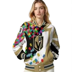 personalized vegas golden knights stars and stripes slashes tan varsity jacket best selling