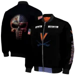 personalized virginia cavaliers american flag skull black bomber jacket best selling