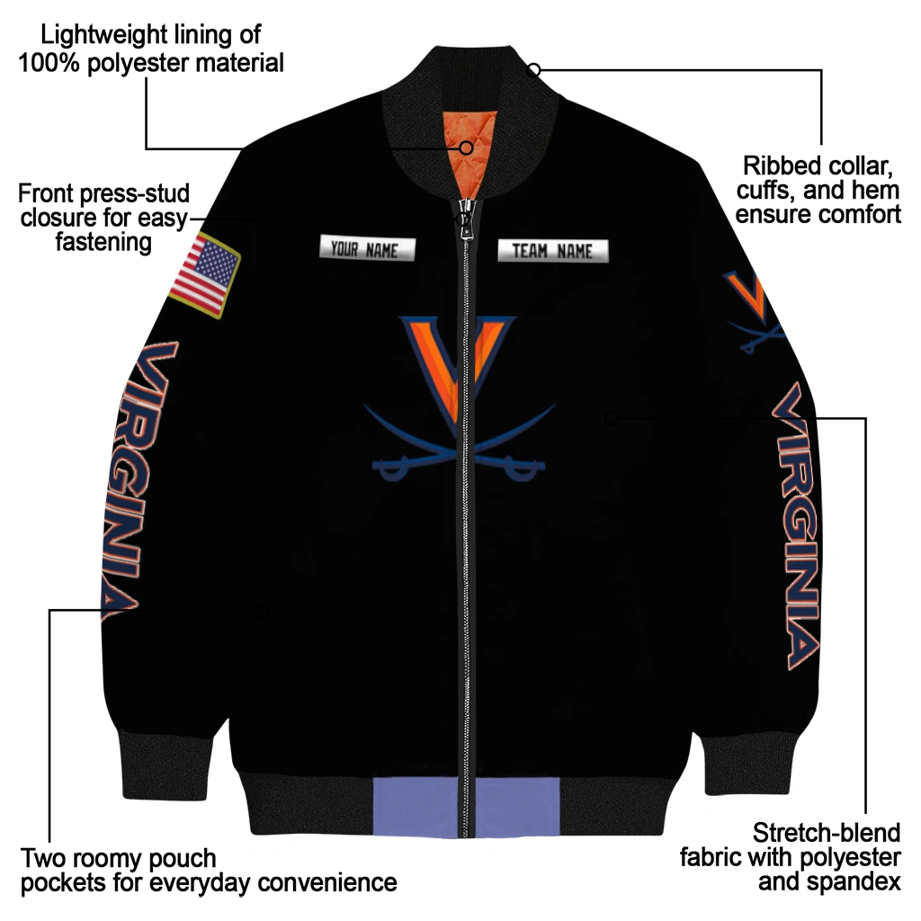 personalized virginia cavaliers american flag skull black bomber jacket new arrival personalized virginia cavaliers american flag skull black bomber jacket new arrival
