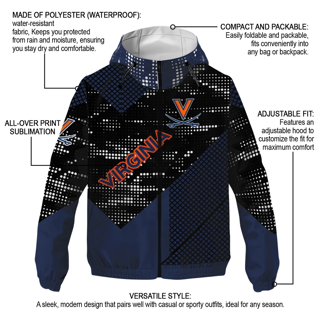 personalized virginia cavaliers arrow matrix blue black windbreaker jacket new arrival personalized virginia cavaliers arrow matrix blue black windbreaker jacket new arrival