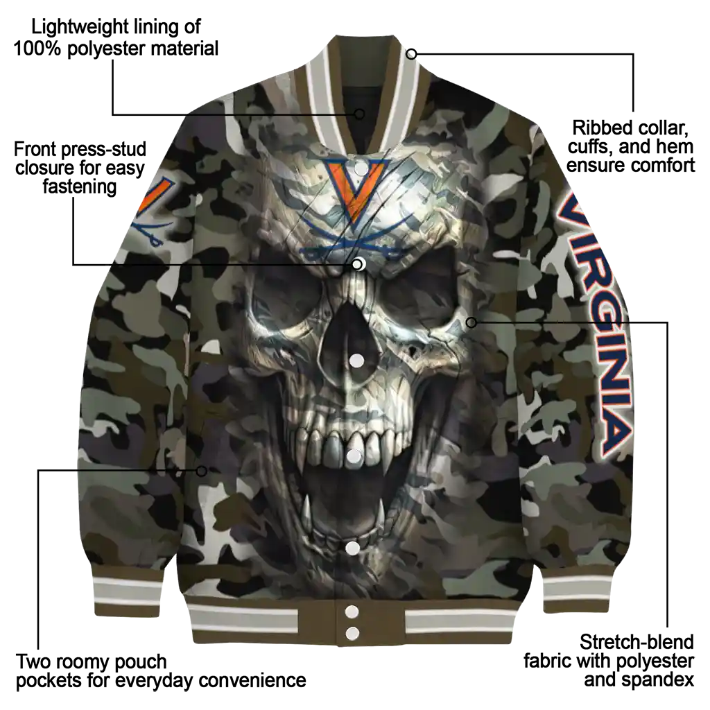 personalized virginia cavaliers camouflage skull camouflage varsity jacket new arrival personalized virginia cavaliers camouflage skull camouflage varsity jacket new arrival