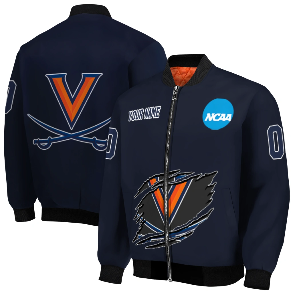 personalized virginia cavaliers claw mark blue bomber jacket best selling personalized virginia cavaliers claw mark blue bomber jacket best selling