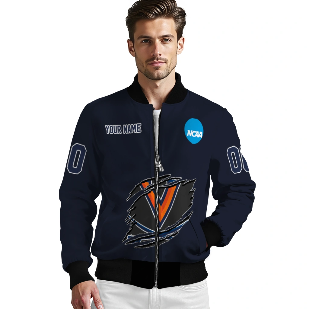 personalized virginia cavaliers claw mark blue bomber jacket high quality personalized virginia cavaliers claw mark blue bomber jacket high quality