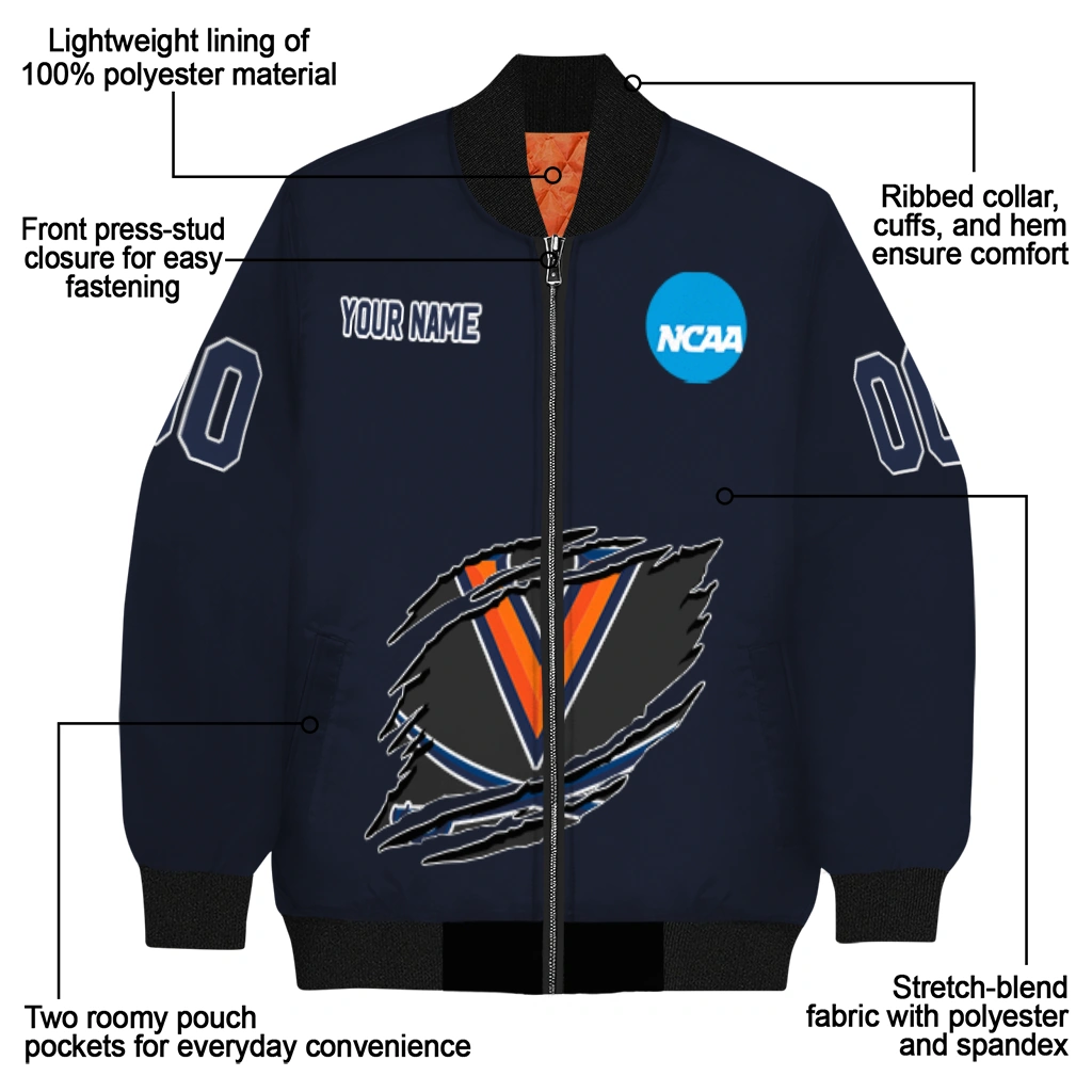 personalized virginia cavaliers claw mark blue bomber jacket new arrival personalized virginia cavaliers claw mark blue bomber jacket new arrival