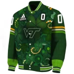 personalized virginia tech hokies shamrock vortex green varsity jacket best selling