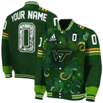 personalized virginia tech hokies shamrock vortex green varsity jacket best selling