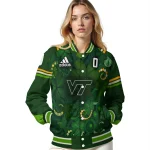 personalized virginia tech hokies shamrock vortex green varsity jacket best selling