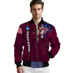 personalized virginia tech hokies usa flag claws maroon bomber jacket best selling