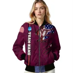 personalized virginia tech hokies usa flag claws maroon bomber jacket best selling