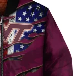personalized virginia tech hokies usa flag claws maroon bomber jacket best selling
