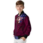 personalized virginia tech hokies usa flag claws maroon bomber jacket best selling
