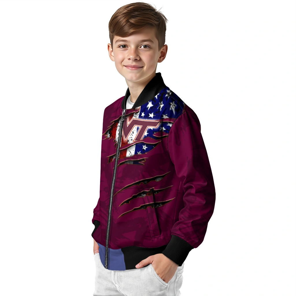 personalized virginia tech hokies usa flag claws maroon bomber jacket trendy personalized virginia tech hokies usa flag claws maroon bomber jacket trendy