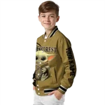 personalized wake forest demon deacons adorable yoda gold black varsity jacket best selling