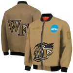 personalized wake forest demon deacons claw effect beige bomber jacket best selling
