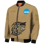 personalized wake forest demon deacons claw effect beige bomber jacket best selling