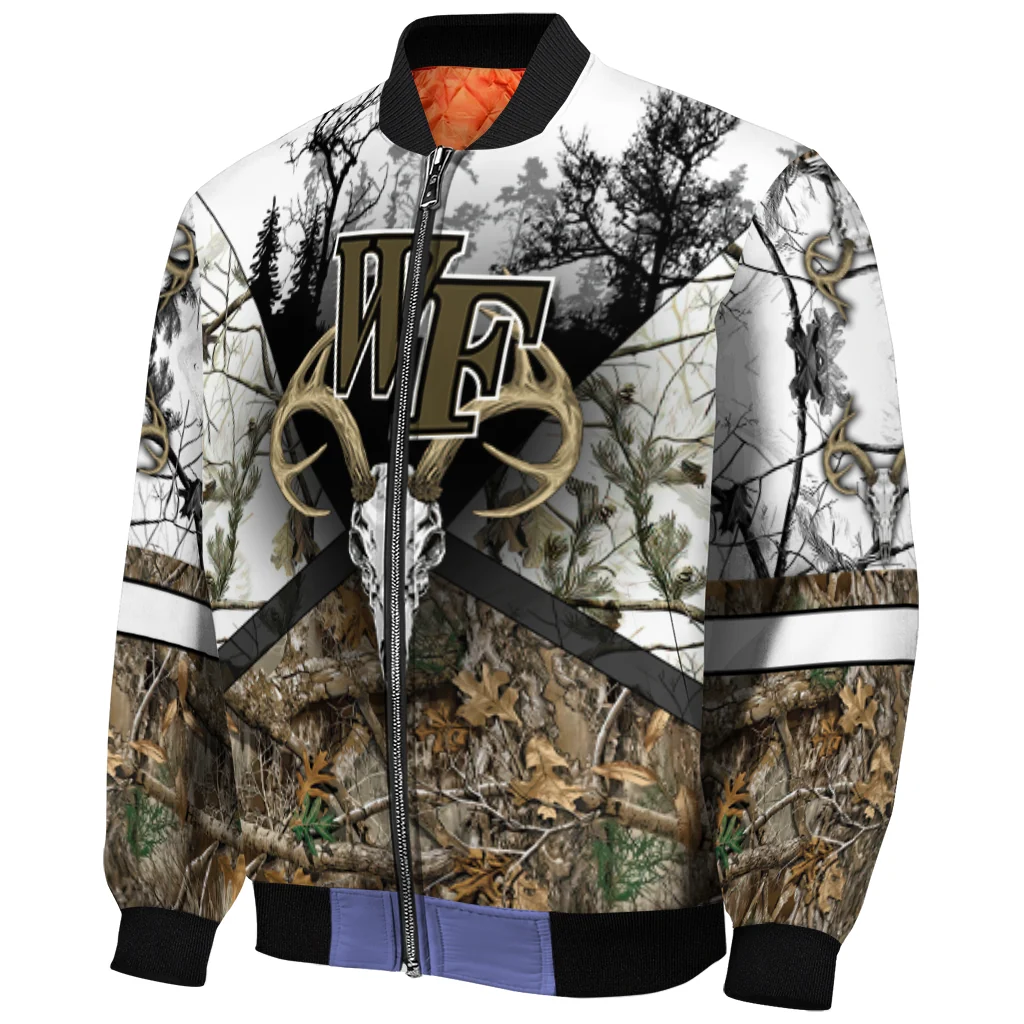 personalized wake forest demon deacons deer skull camouflage white bomber jacket fashion forward personalized wake forest demon deacons deer skull camouflage white bomber jacket fashion forward