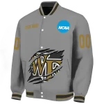 personalized wake forest demon deacons feral slash grey varsity jacket best selling