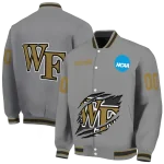 personalized wake forest demon deacons feral slash grey varsity jacket best selling