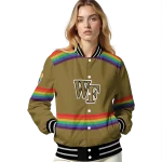 personalized wake forest demon deacons rainbow jersey number gold varsity jacket best selling