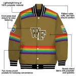 personalized wake forest demon deacons rainbow jersey number gold varsity jacket best selling