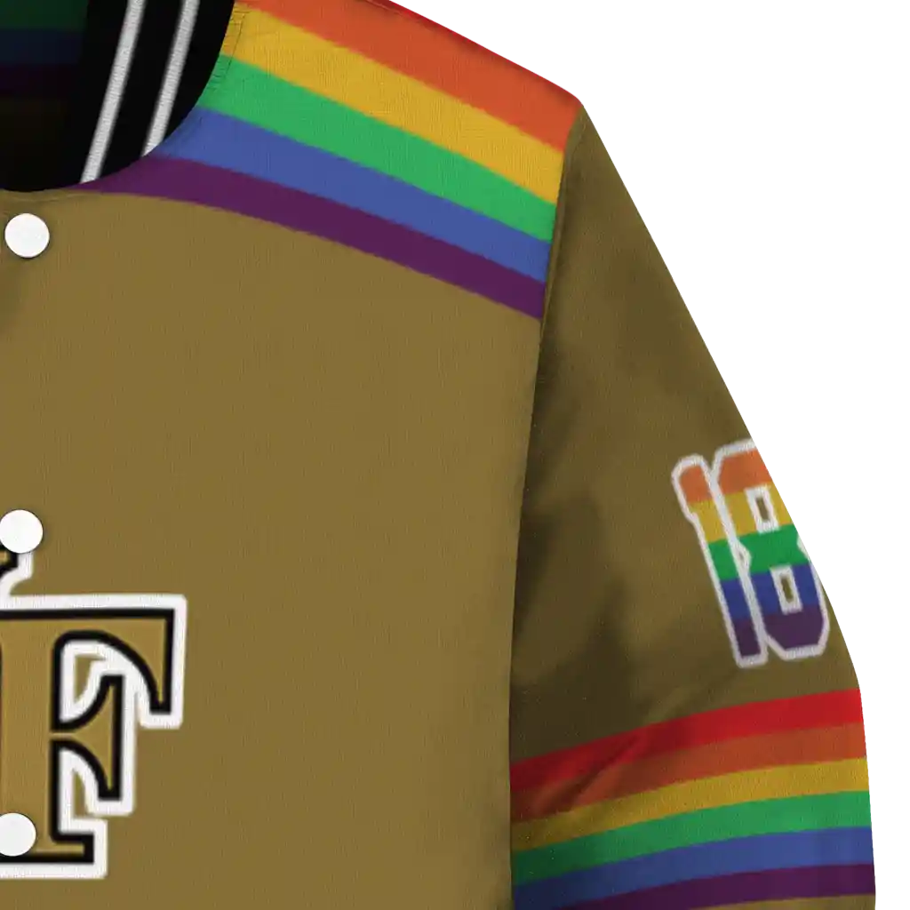personalized wake forest demon deacons rainbow jersey number gold varsity jacket premium grade personalized wake forest demon deacons rainbow jersey number gold varsity jacket premium grade