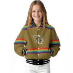 personalized wake forest demon deacons rainbow jersey number gold varsity jacket best selling