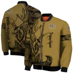 personalized wake forest demon deacons tribal deer art gold bomber jacket best selling