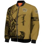personalized wake forest demon deacons tribal deer art gold bomber jacket best selling