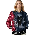 personalized washington capitals skull cluster blue varsity jacket best selling