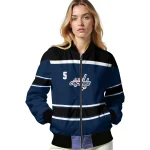 personalized washington capitals stripe statement blue black bomber jacket best selling
