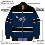 personalized washington capitals stripe statement blue black bomber jacket best selling