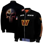 personalized washington commanders american flag skull black bomber jacket best selling