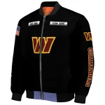 personalized washington commanders american flag skull black bomber jacket best selling