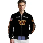personalized washington commanders american flag skull black bomber jacket best selling