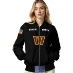 personalized washington commanders american flag skull black bomber jacket best selling