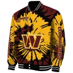 personalized washington commanders burst splatter burgundy varsity jacket best selling