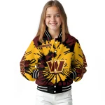 personalized washington commanders burst splatter burgundy varsity jacket best selling