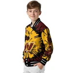 personalized washington commanders burst splatter burgundy varsity jacket best selling
