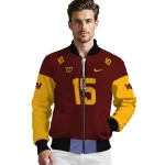 personalized washington commanders team patch burgundy bomber jacket best selling