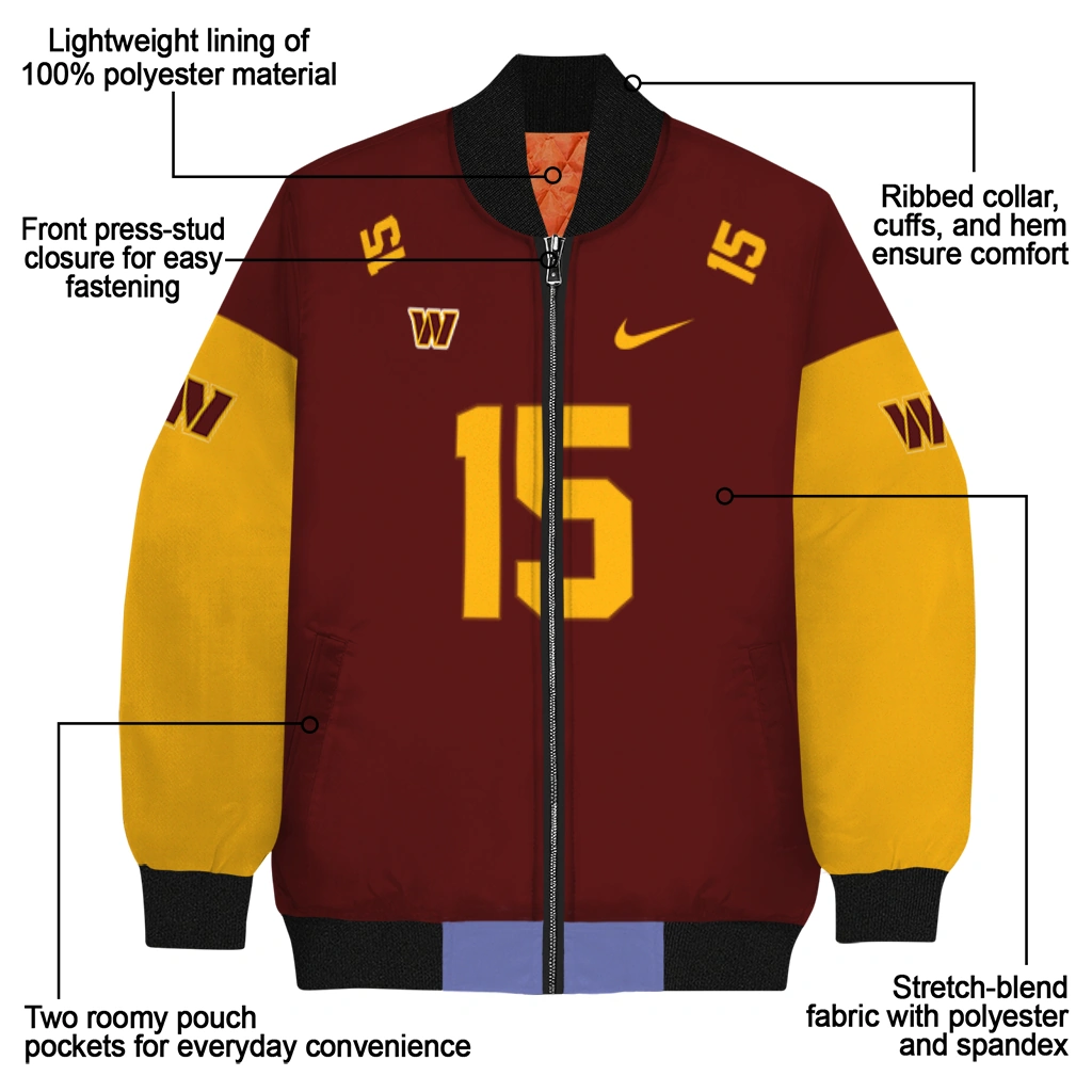 personalized washington commanders team patch burgundy bomber jacket new arrival personalized washington commanders team patch burgundy bomber jacket new arrival