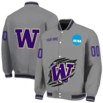 personalized washington huskies feral slash grey varsity jacket best selling