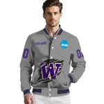 personalized washington huskies feral slash grey varsity jacket best selling