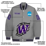 personalized washington huskies feral slash grey varsity jacket best selling