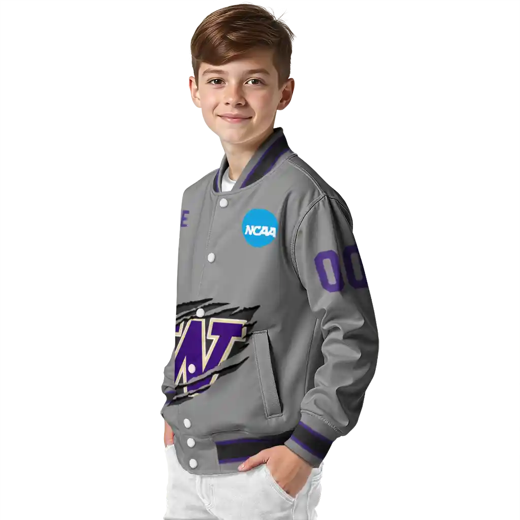 personalized washington huskies feral slash grey varsity jacket trendy personalized washington huskies feral slash grey varsity jacket trendy