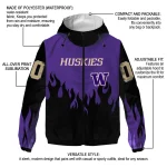 personalized washington huskies flame trim purple black windbreaker jacket best selling