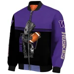 personalized washington huskies groot football purple black bomber jacket best selling